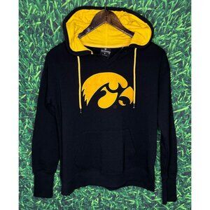 NWT Iowa Hawkeyes Women’s Small Black Gold V-Neck Hoodie Sweatshirt Fleece Lined